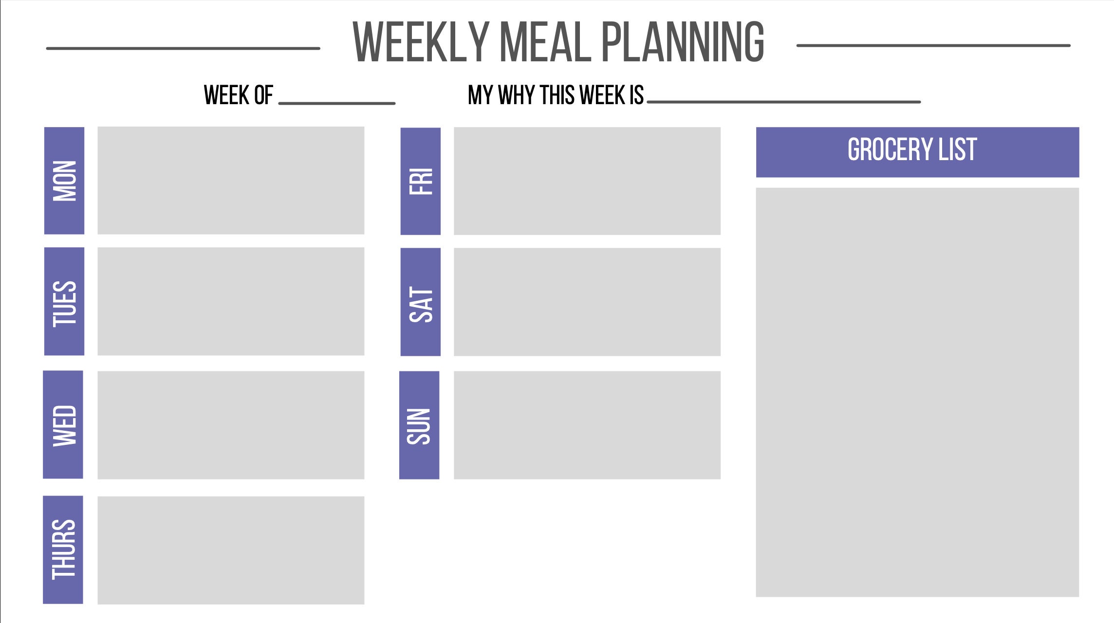 Simple Weekly Meal Planner Template - PDF - Etsy