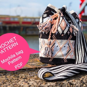 Crochet pattern, Mochila bag pattern, Tapestry crochet pattern, Crochet pattern for a medium size bag,  PDF pattern, Instant download