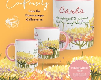Personalised Cow Parsley Mug | Custom Wildflower Name Cup | 11oz Ceramic Gift