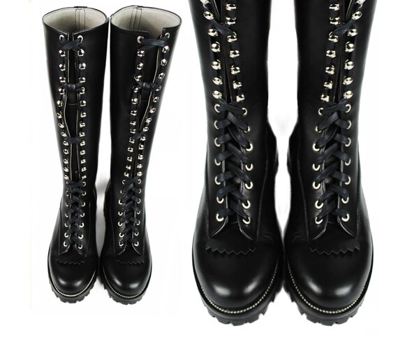 black steel toe logger boots