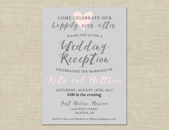 printable wedding reception invitation celebration after etsy