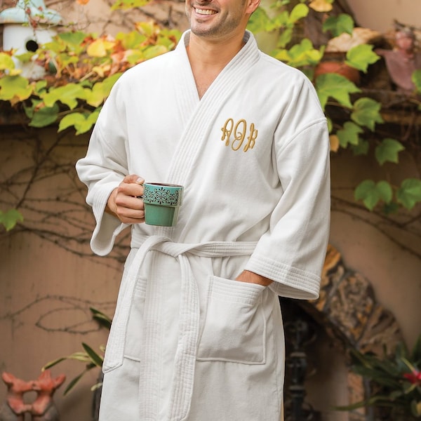 Personalized Luxury Robe / Monogrammed Terry Kimono Bathrobe for men or women / 2nd anniversary gift cotton robe