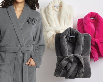 Personalized Plush Spa Robe, Custom Monogrammed Fleece Bathrobe