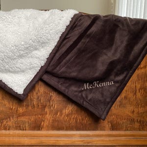 Personalized Plush Sherpa Blanket: Embroidered Monogram Fleece Blanket