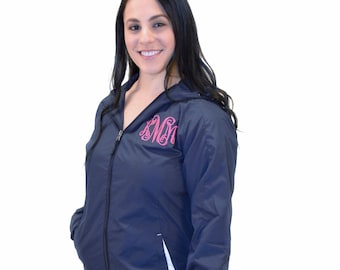 Windbreaker Jacket Personalized with embroidered Name or Monogram / Lightweight Hooded Jacket