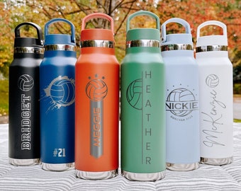 Custom Volleyball Tumbler Personalized with Engraved Name / Volleyball team Insulated Stainless Steel Water Bottle