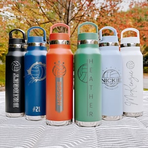 Custom Volleyball Tumbler Personalized with Engraved Name / Volleyball team Insulated Stainless Steel Water Bottle