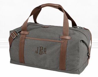 Personalized Canvas Duffel Bag, Groomsmen Duffle Bag, Men's Overnight Bag, Weekender Bag for men