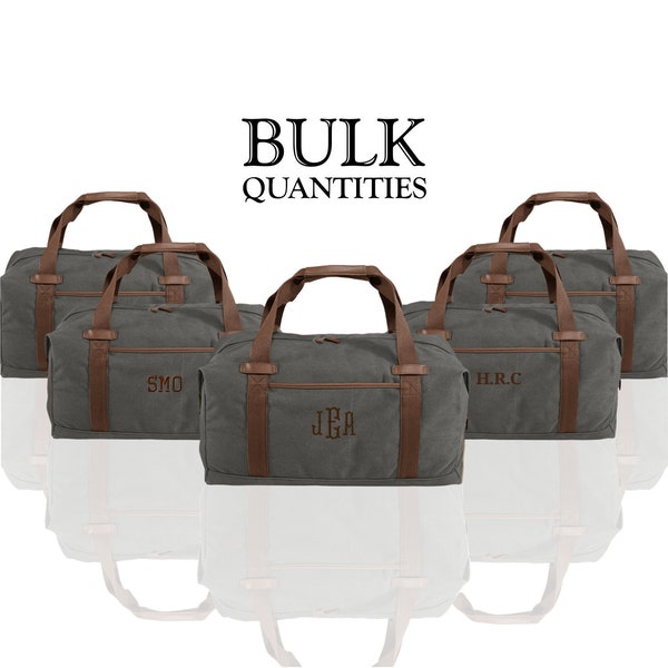 SET of Personalized Canvas Duffel Bags, Groomsmen Duffle Bag, Men's Overnight Bag, Weekender Bag for men, Bulk quantities