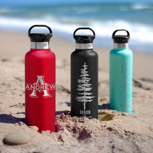 Personalized Stainless Steel Water Bottle Engraved with Name / Custom 24oz Insulated Water Bottle