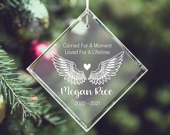 Custom Angel Wings Christmas Ornament / Glass Ornament / Memorial Ornament Keepsake