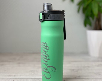 20oz Insulated Water Bottle Personalized with Name / Flip Top Water bottle with Drinking Spout / Large Stainless Steel Jolt Water Bottle