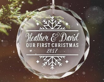 personalized engraved glass christmas ornament our first christmas ornament couples christmas ornament snowflake ornament glass ornament - Couples First Christmas Ornament personalized engraved glass christmas ornament our first christmas ornament couples christmas ornament snowflake ornament glass ornament - Couples First Christmas Ornament