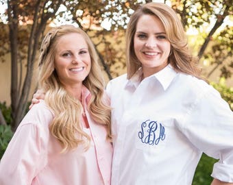 Oversized Monogrammed Button-Down Shirt, Wedding Day Gift