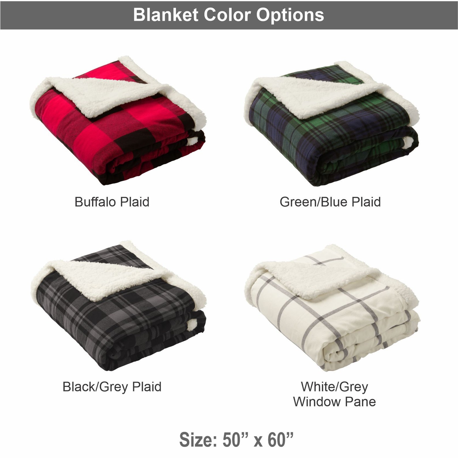 Plaid Sherpa Lined Blanket With Engraved Patch Personalized / Etsy