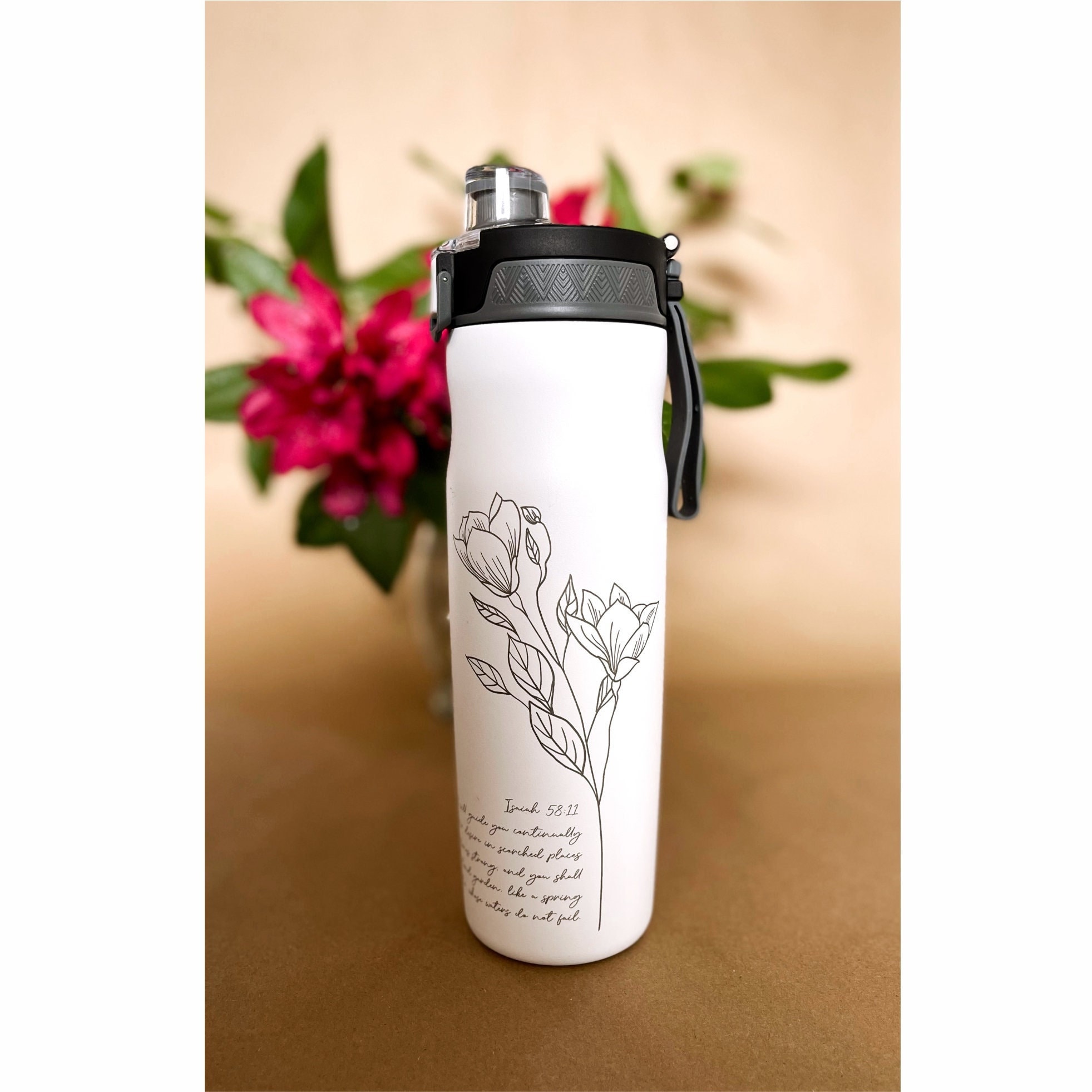 Personalized Chug Water Bottle / Large Insulated Stainless Steel Water  Bottle With Flip Top Spout Lid 