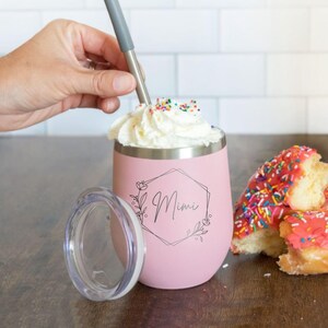 Insulated 12oz Wine Tumbler Personalized / Engraved Custom Stainless Steel Cup Tumbler with Lid