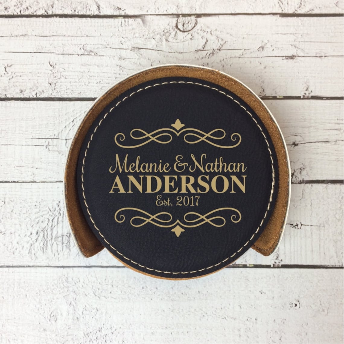 Personalized Coaster Set of 6 / Custom Engraved Round Coasters Etsy