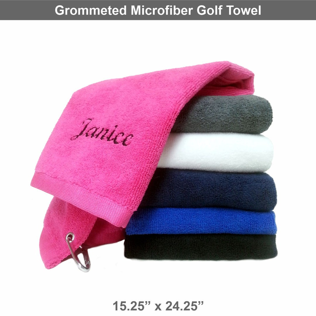 Custom Golf Towel SET of 2, 3, 4, 5, 6, 7, 8, 9, 10 Personalized Golf