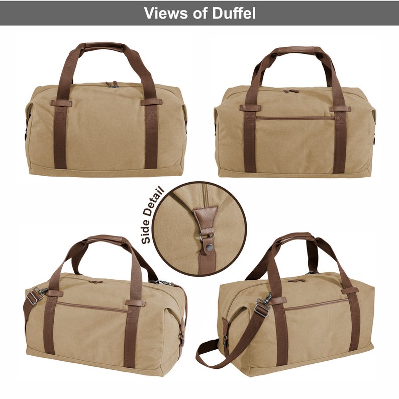 Personalized Canvas Duffel Bag, Men's Duffle Bag, Groomsmen Gift, Overnight Bag, Weekender Bag image 2