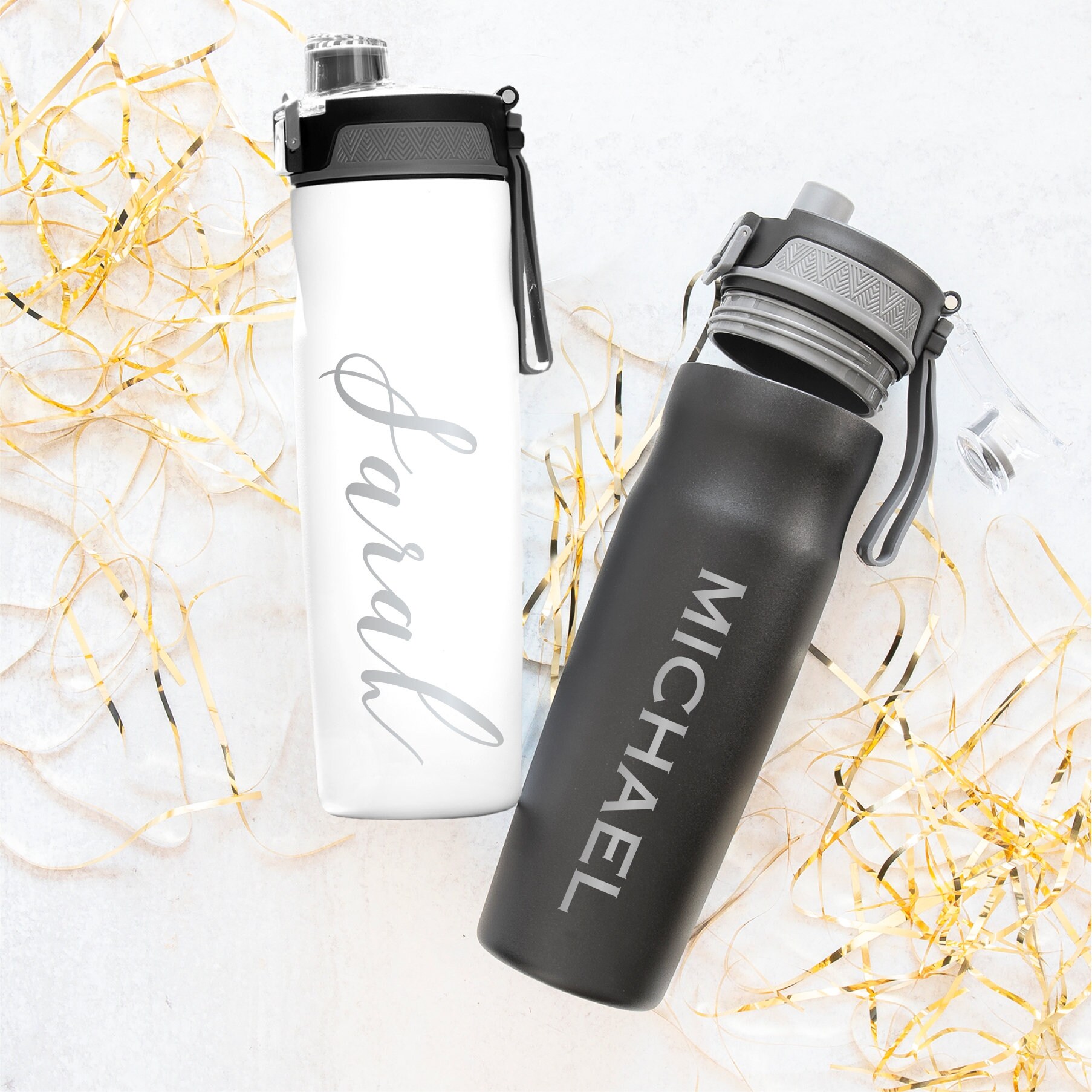 20oz Double Wall Flip Top Water Bottle With Straw, Electrician,  Personalized Engraving Included 