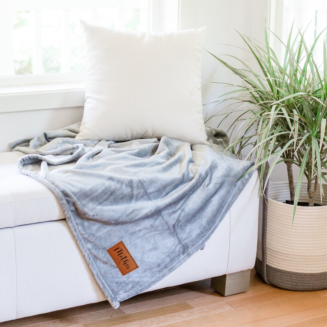 Custom Plush Blanket With Patch Personalized With Engraved Message, Name, Phrase, or Quote Etsy