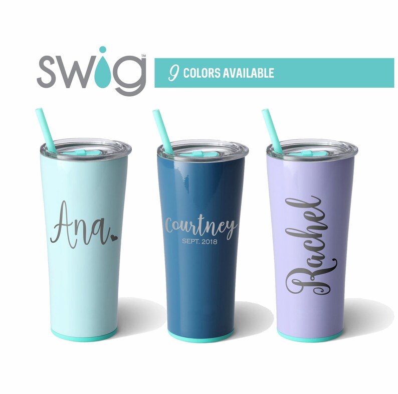 Custom SWIG 22oz Tumbler with Clear push on lid featuring a Etsy
