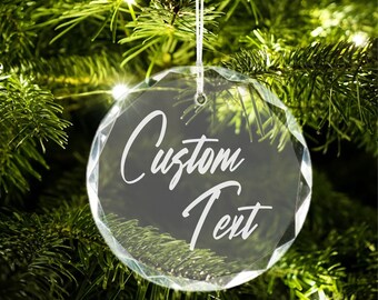 Etched Glass Christmas Ornament with Name and Date / Custom Christmas Ornament
