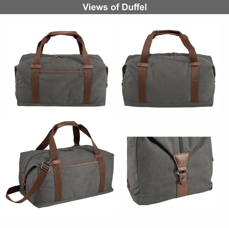 Personalized Canvas Duffel Bag, Groomsmen Duffle Bag, Men's Overnight Bag, Weekender Bag for men image 2