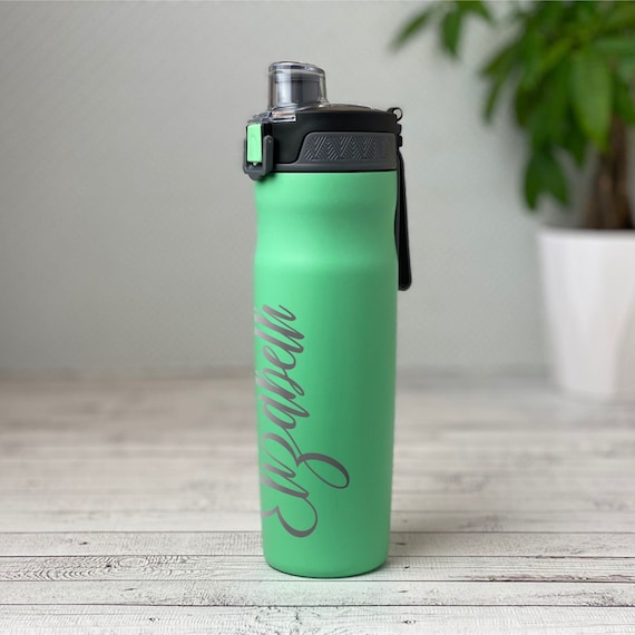 Personalized 25oz Steel Vacuum Thermos Leather Wrapped Custom