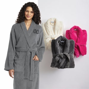 Personalized Plush Robe Set, Embroidered His and Hers Fleece Bathrobes
