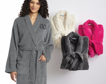 Personalized Plush Robe Set, Embroidered His and Hers Fleece Bathrobes