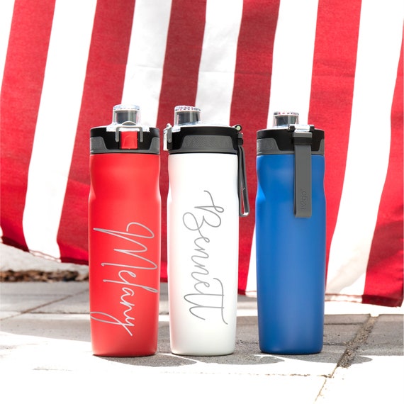 Personalized Chug Water Bottle / Large Insulated Stainless Steel Water  Bottle With Flip Top Spout Lid 