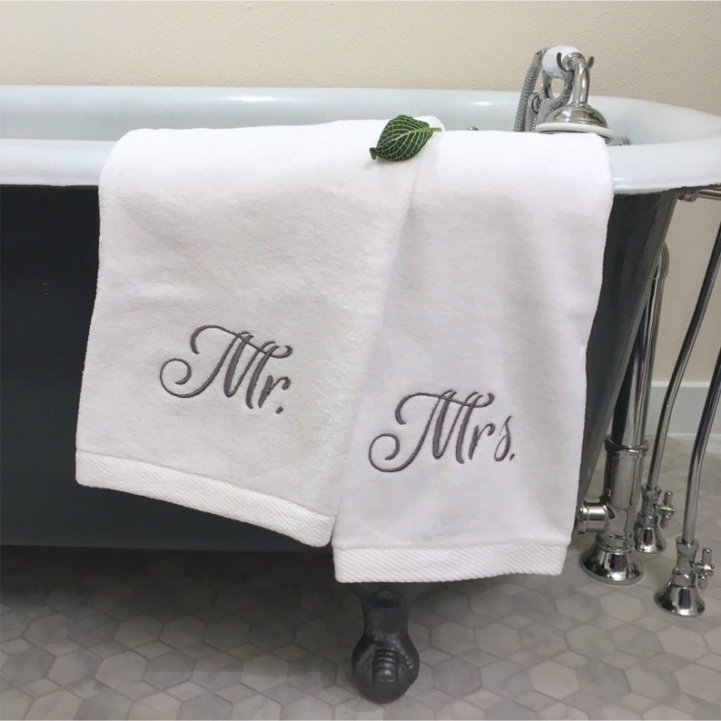 SET of 2 Couples Hand Towels Embroidered / Custom His and Hers Etsy