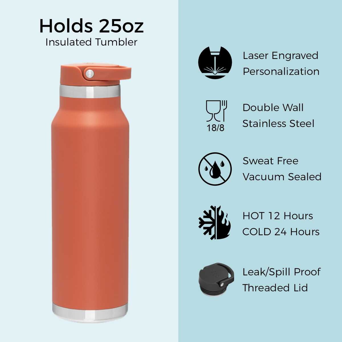 Personalized Wide Mouth Thermos Tumbler With Handle/Laser Engraved  Stainless Steel 25 Oz - Yahoo Shopping