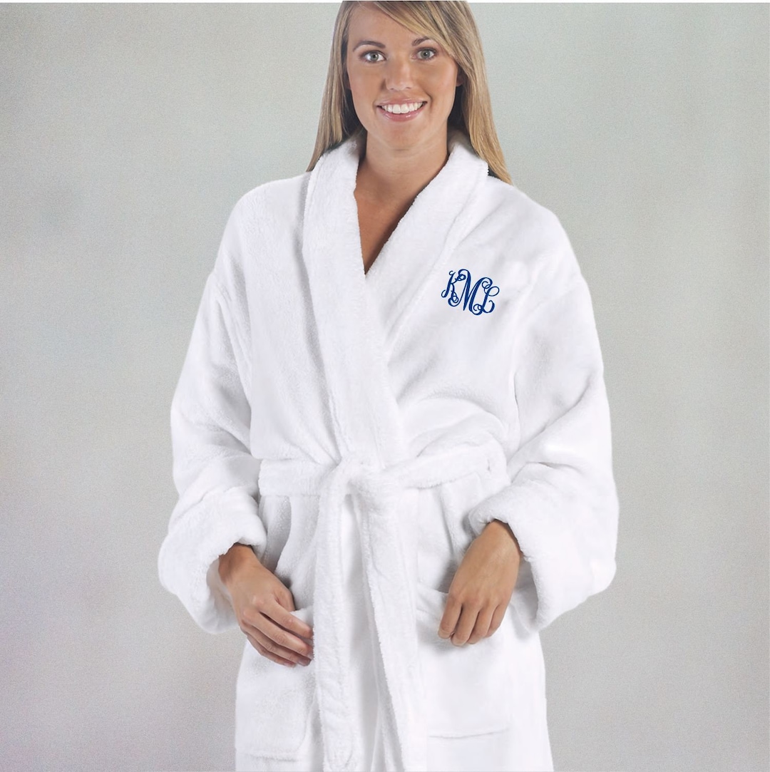 Monogrammed Plush Spa Robe / Embroidered Unisex Personalized Fuzzy