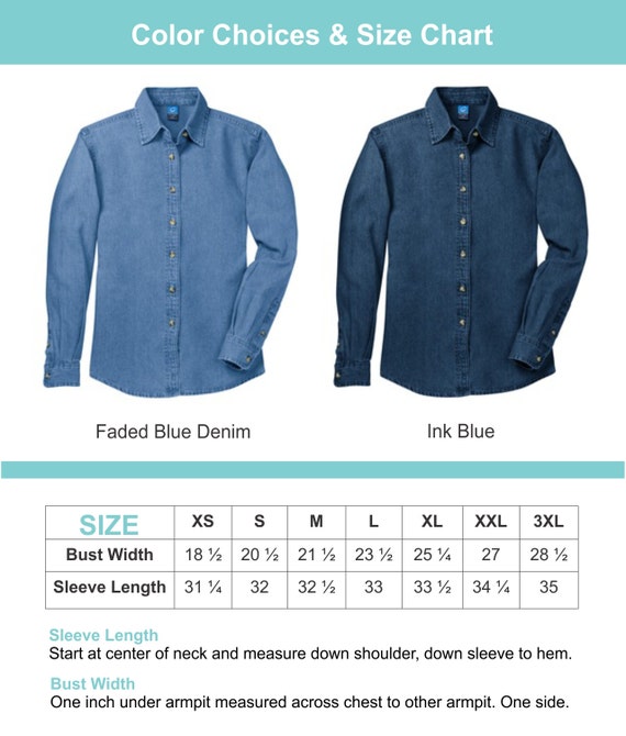 Markeza Monogrammed Denim Shirt / Denim Button Down Shirt with Embroidered Name or Monogram