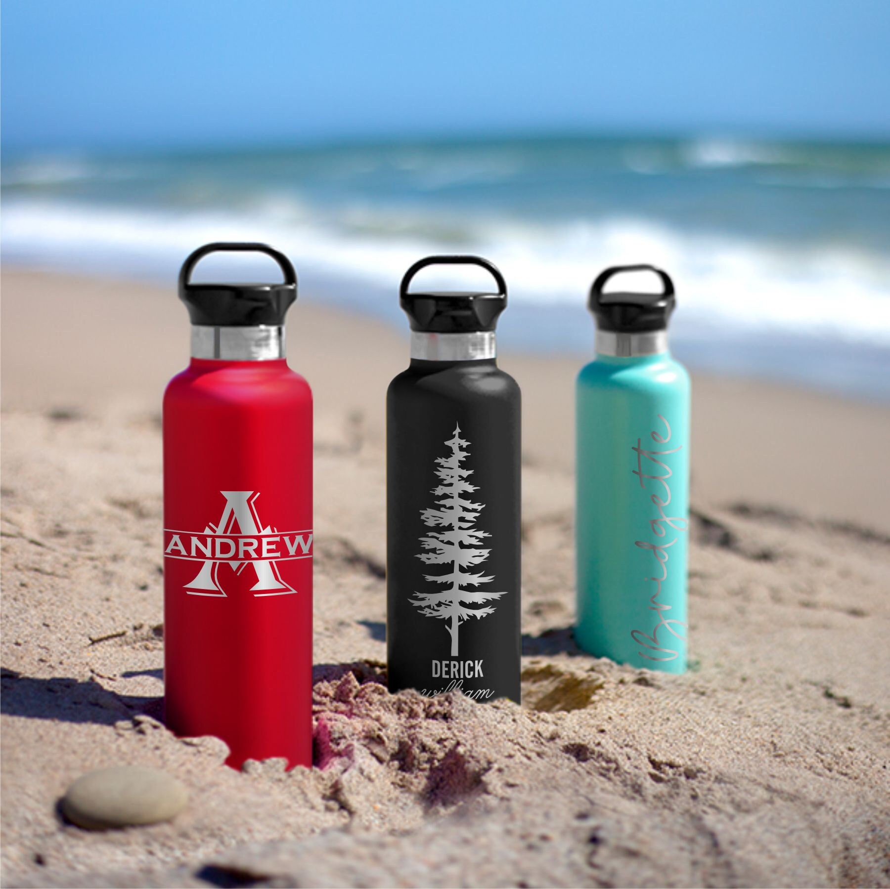 Personalized Stainless Steel Water Bottle - Custom Engraved Name, Insulated With Straw Lid, 24oz/32oz/40oz - View #2