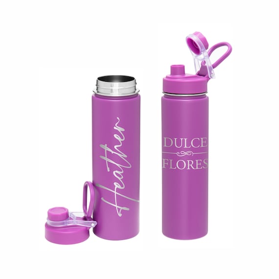 24oz Insulated Water Bottle with Flip-up Straw (Dark Purple)