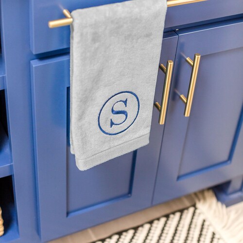 Monogrammed Cotton Terry Velour Hand Towel - Personalized Embroidery