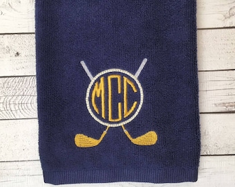 Embroidered Monogram Golf Towel, Personalized Microfiber Golf Gift