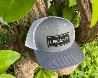 Custom Name Trucker Hat Personalized / Adjustable Mesh Back Trucker Hats with Vegan Leather Patch