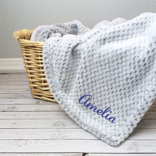 Custom Monogram Blanket / Textured Plush Throw Blanket With Etsy