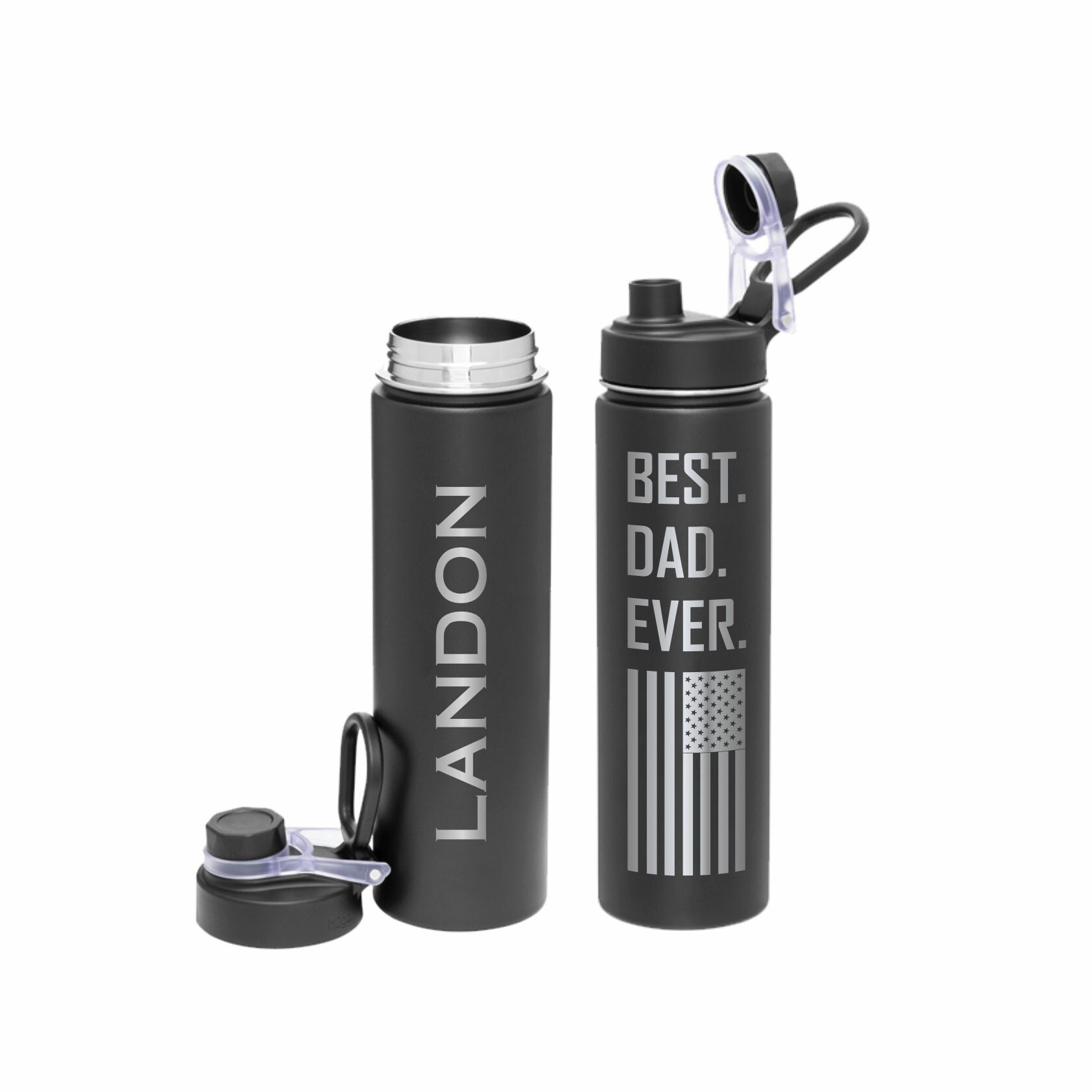 Personalized 25oz Steel Vacuum Thermos Leather Wrapped Custom