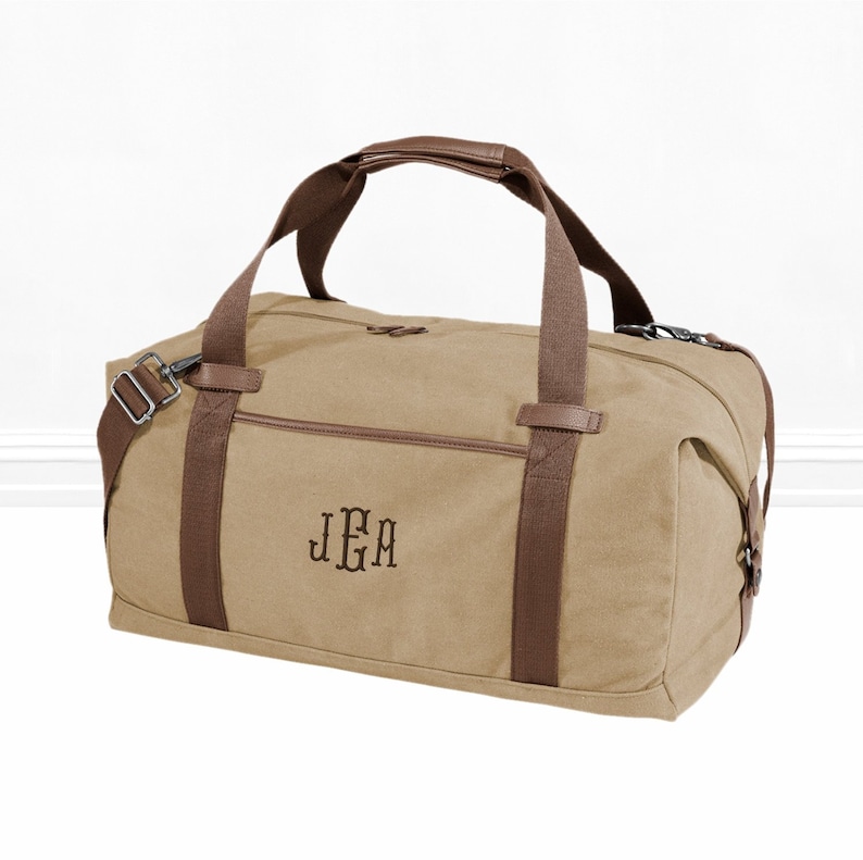 Personalized Canvas Duffel Bag, Men's Duffle Bag, Groomsmen Gift, Overnight Bag, Weekender Bag image 1