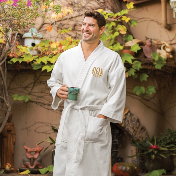 Bath Robe- Unisex - 100% Cotton - Gold Floral Design Bath Robe- Unisex - 100% Cotton - Gold Floral Design