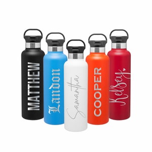 Custom Engraved Stainless Steel Water Bottle Personalized with Name / 24oz Insulated Water Bottle
