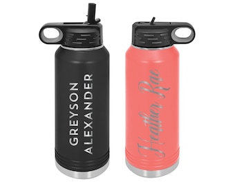 32oz Stainless Steel Water Bottle Personalized with Name / Large Custom Insulated Water Bottle
