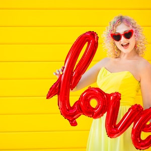 Valentine Balloon | Valentines Party Decor | Love Script Foil Balloon | Love Word Mylar Balloon | Wedding Photo Prop | BAL042