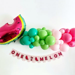 Watermelon Balloons | One in a Melon Party Kit | Pink and Green Balloon Garland | Watermelon Party Decor | COL414